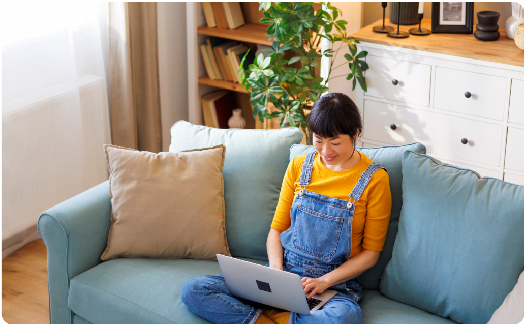 woman on a laptop on the couch