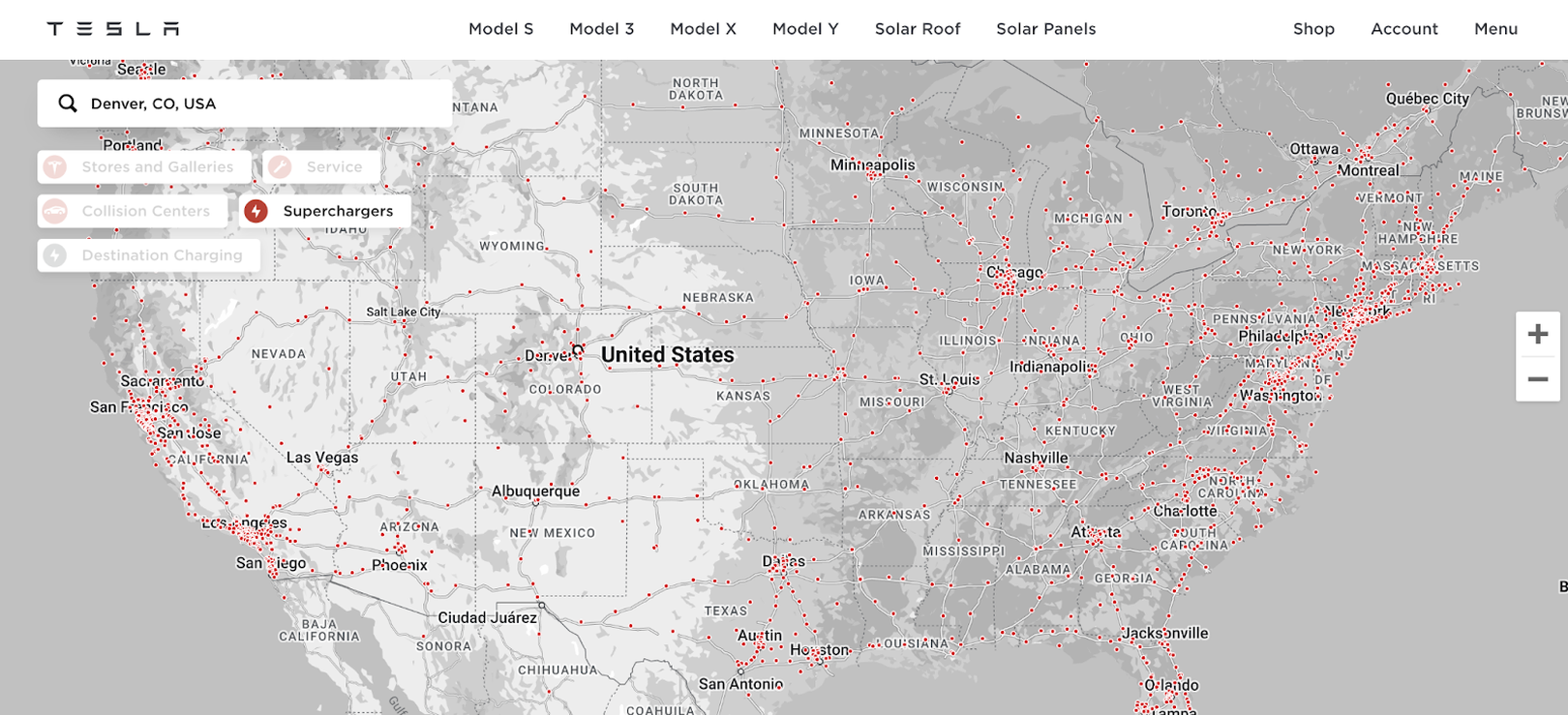 tesla supercharger locations