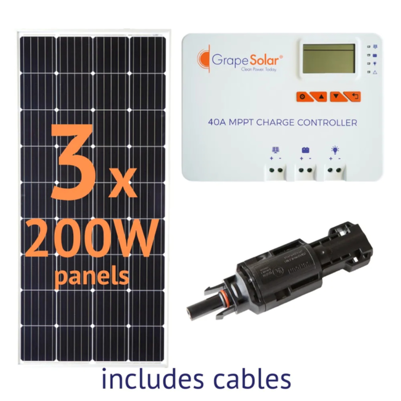 Grape Solar 600 W PV solar panel kit.