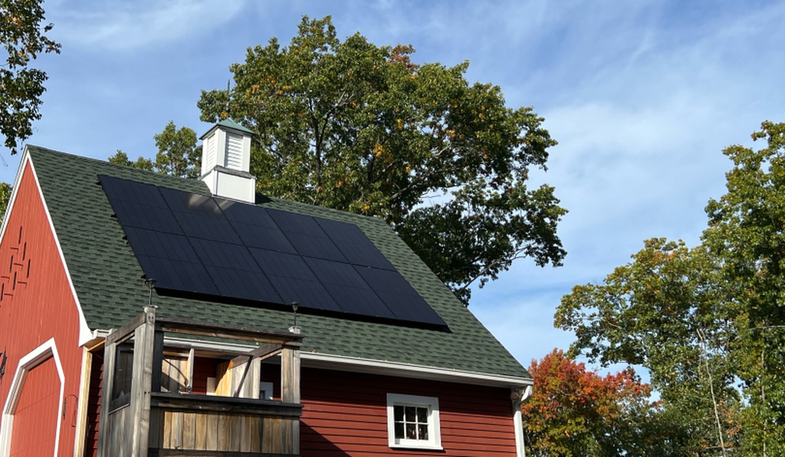 REC solar panels on a roof